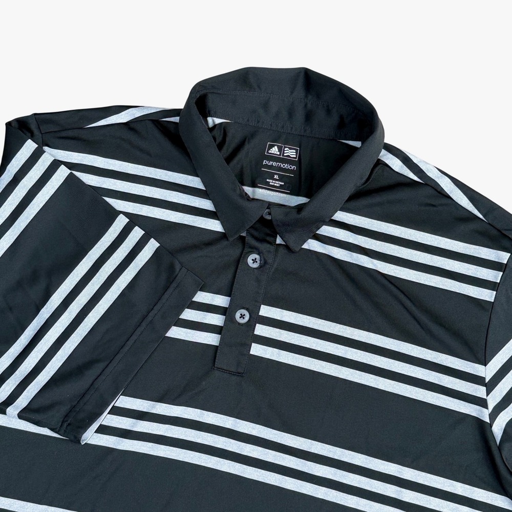Adidas Puremotion Striped Golf Polo Shirt Mens XL Black